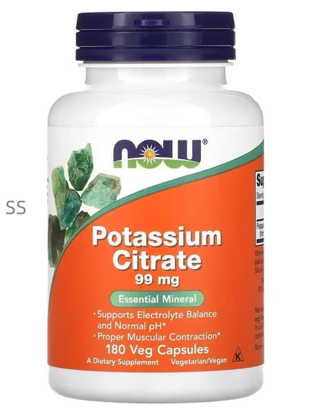 NOW Foods, Цитрат калия, 99 мг, 180 капсул