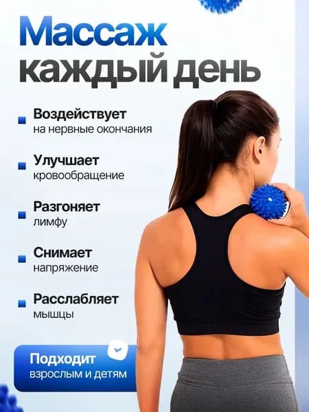 Мячик массажный с шипами мяч для МФР, стоп, спины, йоги, ЛФК и реабилитации