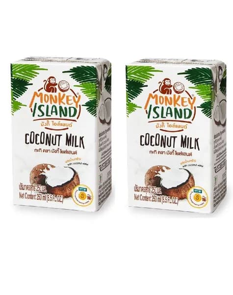 Напиток кокосовый Monkey Island с кокосовой водой, 2 шт по 250 мл, Таиланд