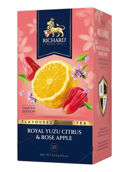 Чай черный в сашетах Richard, с ароматом юдзу и розового яблока, Royal Yuzu & Rose Apple, 25 шт