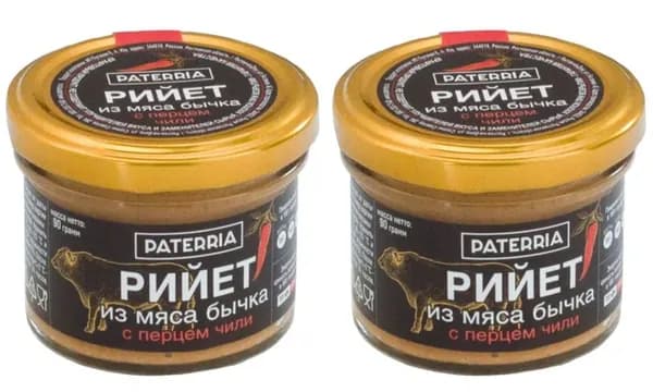 Рийет PATERRIA из мяса бычка с перцем чили 90г*2штуки