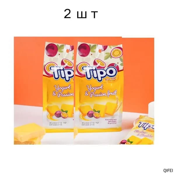 Хлебные ломтики Tipo с покрытием со вкусом маракуйи, 2 упаковки (около 18 шт), 180 г
