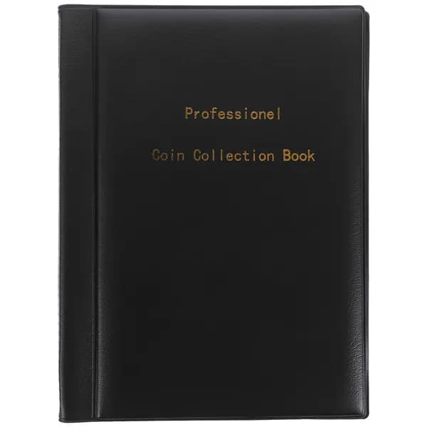 Книга для коллекционирования монет из pu и pvc, черная, для хранения и защиты монет
