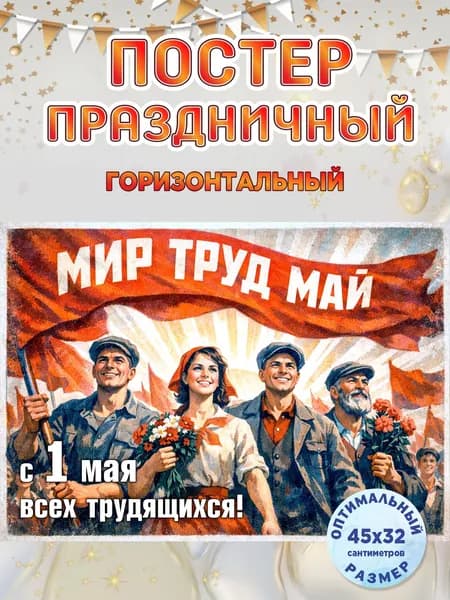 Плакат-постер 1 Мая! Мир! Труд!
