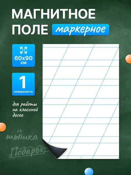 Разлиновка магнитная для школьной доски в редкую косую линию 60х90 см. WellKit