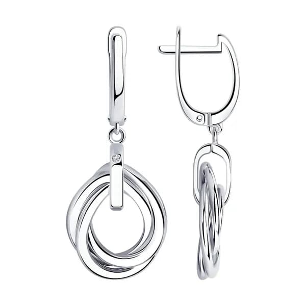 Серьги женские серебро 925 проба с бриллиантами, 87020080