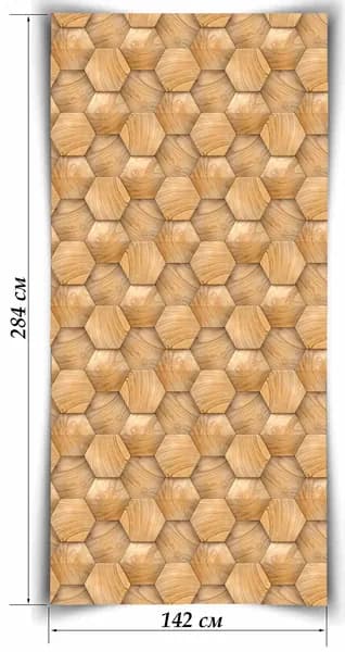Декоративный камень - Мраморные обои Гексагон Wood, лист 142х284 см, 4,033 м2, из натуральной мраморной крошки, упакован в тубус