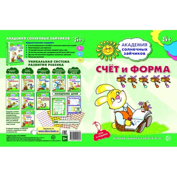 Рабочая тетрадь Академия солнечных зайчиков 5-6 лет СЧЕТ И ФОРМА | Четвертаков Кирилл Викторович