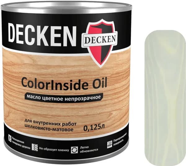 Масло для дерева DECKEN ColorInsidе Oil, 0,12, SCANDI платина (ATLANTIC 2), цветное непрозрачное масло для интерьера