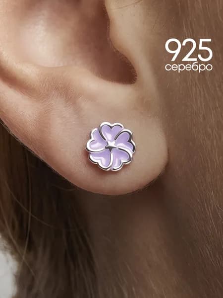 Серьги для девочек гвоздики серебро 925 Lamponi пусеты детские цветы серебряные