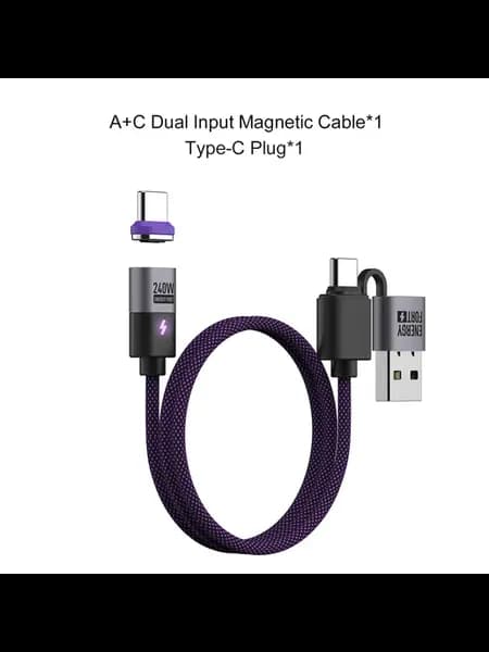 Магнитный кабель USB C, 0.5м, фиолетовый