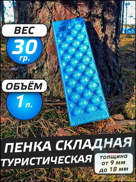 Премиум пенка складная, голубая для похода