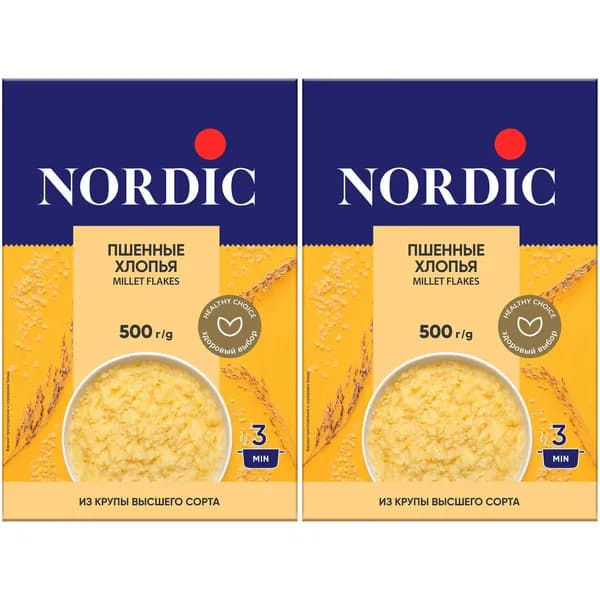 Хлопья Nordic пшенные 500 г, набор: 2 штуки