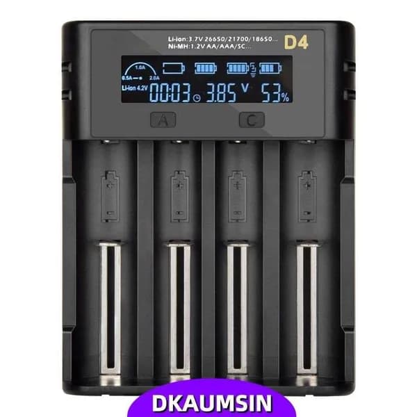Универсальное зарядное устройство 4 отсека с LCD дисплеем и быстрой зарядкой AAAA/AA