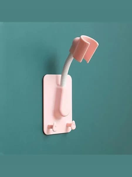 Регулируемый держатель для душа без сверления, 15x8.5x6 см, совместим с 99% душевых леек, розовый