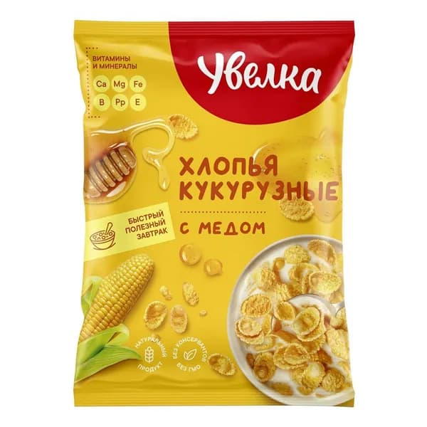 Хлопья Увелка "Кукурузные с медом", 275 г