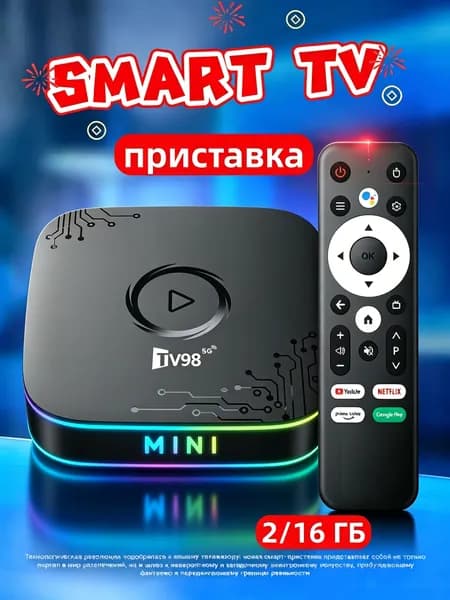 TV Box на Android 14: ТВ приставка RK3518 с поддержкой 8K, 2/16GB, Wi-Fi, RJ45, RGB