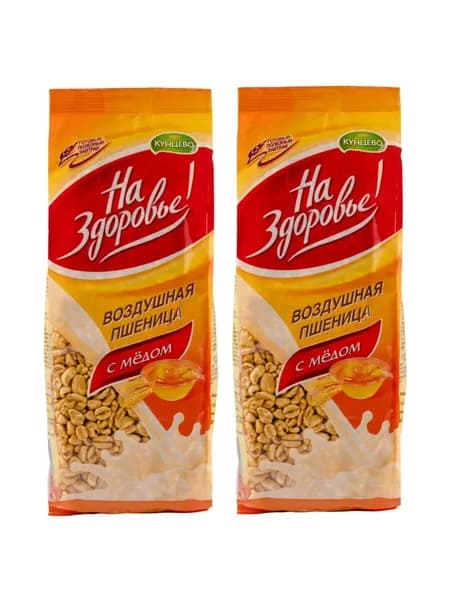 На Здоровье! Сухой завтрак, воздушная пшеница с медом, 100 гр, 2 шт