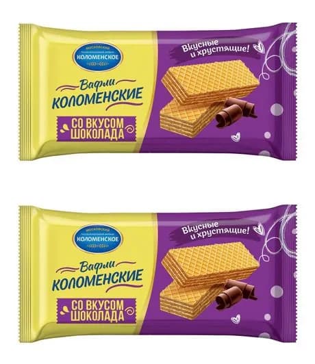 Коломенское Вафли со вкусом шоколада, 200 гр., 2 штуки