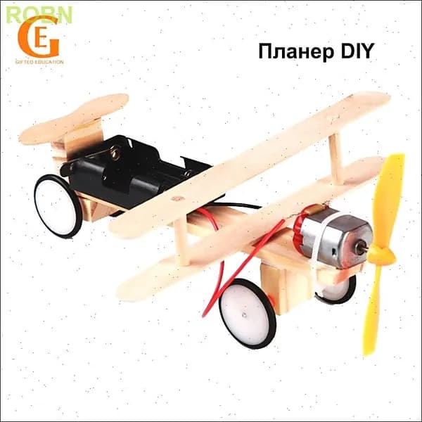 Набор Для Сборки DIY "Электрический Самолет", STEM Деревянный Конструктор, Обучающий Научный Комплект, Подарок Для Детей