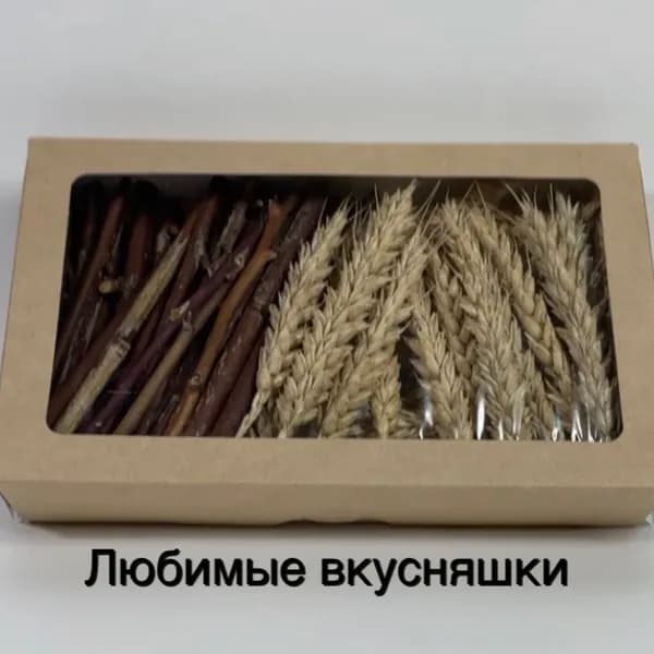 Игрушка для птиц грызунов колоски пшеницы + веточки орешника 100гр