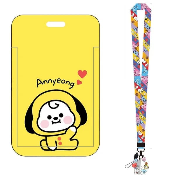 Держатель для карты работы KPOP BTS BT21, держатель для удостоверения личности, ремешок для телефона
