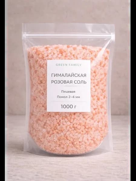 Соль гималайская розовая, крупный помол 2-4 мм, 1000 г