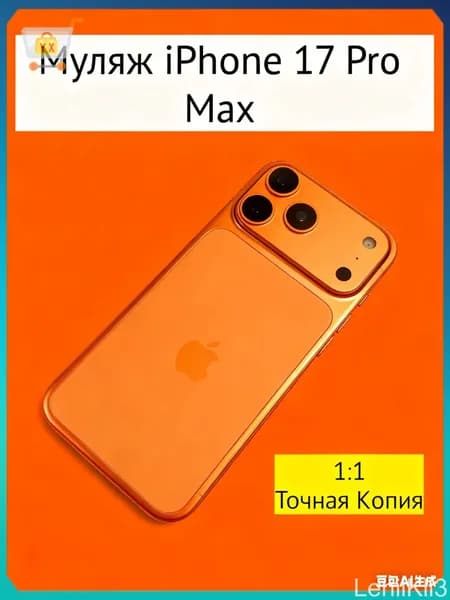 Оранжевый макет iPhone 17 Pro Max с логотипом (для фото и видео