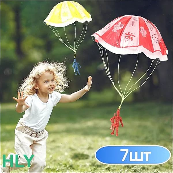 Игрушка парашютист с ручным запуском для детей на улицу,Подарок для ребенка на праздник и День рождения,7шт