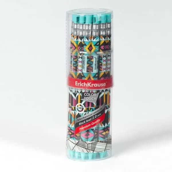 Карандаш механический Erich Krause "ColorTouch Ornament", НВ, 2,0 мм, с точилкой, корпус Soft-touch, дизайн