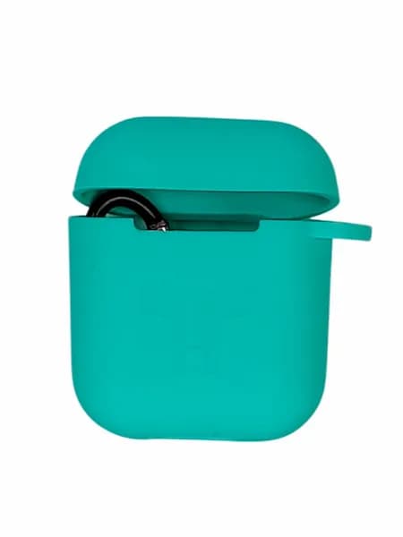 Чехол для Airpods 1/2 Silicone case, с карабином, мятный