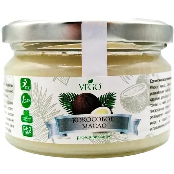 Кокосовое масло рафинированное VEGO 200 мл