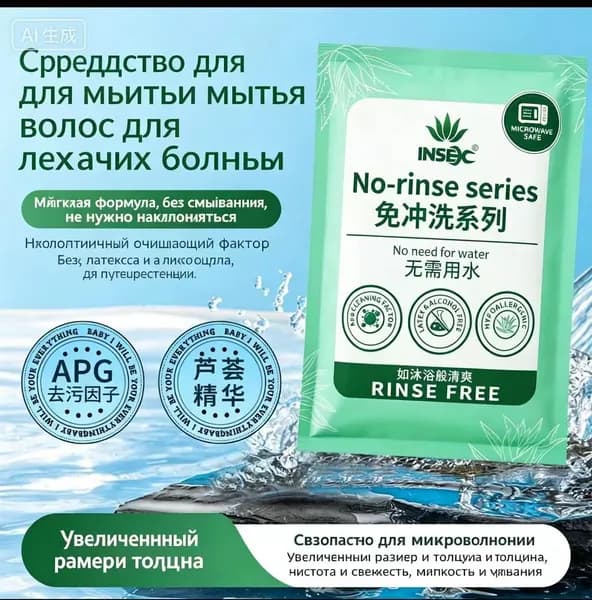 Качественная шапочка для мытья волос лежачим пациентам, 1 упаковка