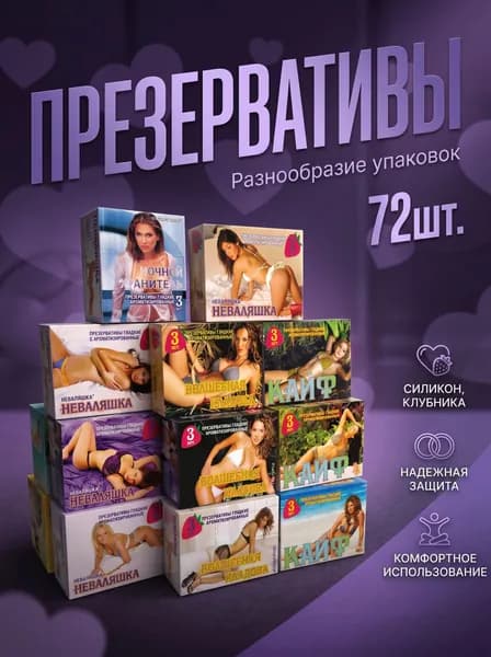 Презервативы Неваляшка №3 с ароматом клубники, гладкие 72шт (24*3)