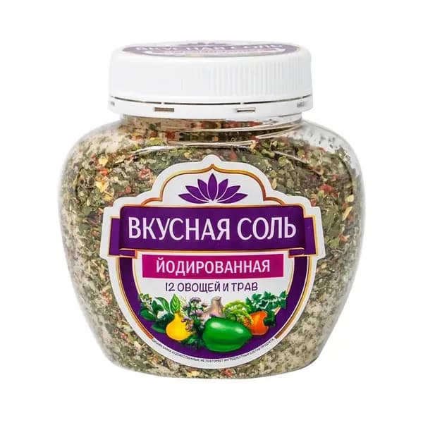 Соль йодированная "Вкусная", 2 уп. по 400 г, с ароматными пряностями