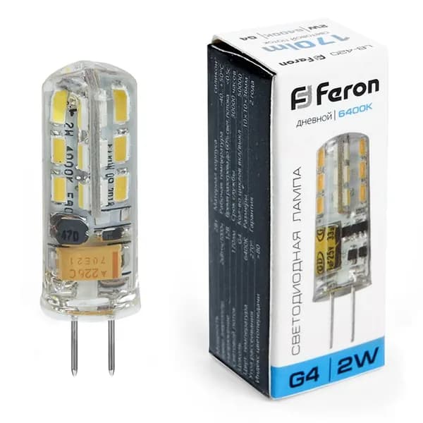 Feron Лампочка, Цоколь:G4, 2 Вт, Светодиодная, 1 шт.