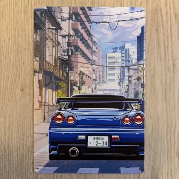 Табличка металлическая интерьерная Арт Art JDM Nissan GTR R34 Ниссан