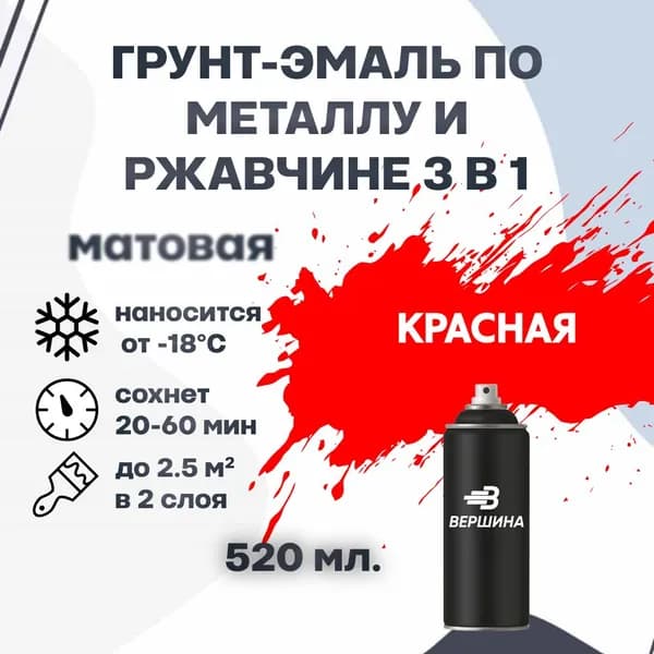 Аэрозольная грунт-эмаль 3 в 1 краска по металлу и ржавчине матовая 520 мл.