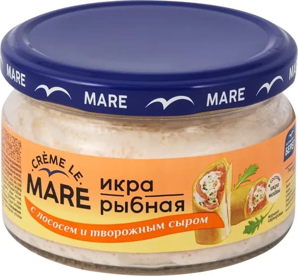Икра рыбная слабосоленая БАЛТИЙСКИЙ БЕРЕГ Creme Le Mare, в соусе с рубленным слабосоленым лососем и творожным сыром, 165г 3 шт.