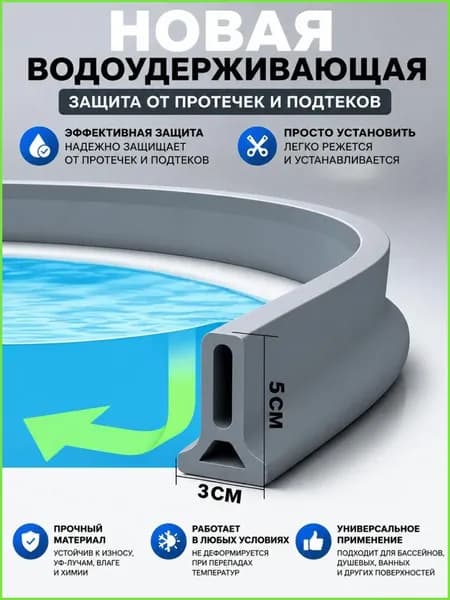 Силиконовая водоудерживающая лента,барьер для душа,силиконовая водоудерживающая лента. белая 1 метр