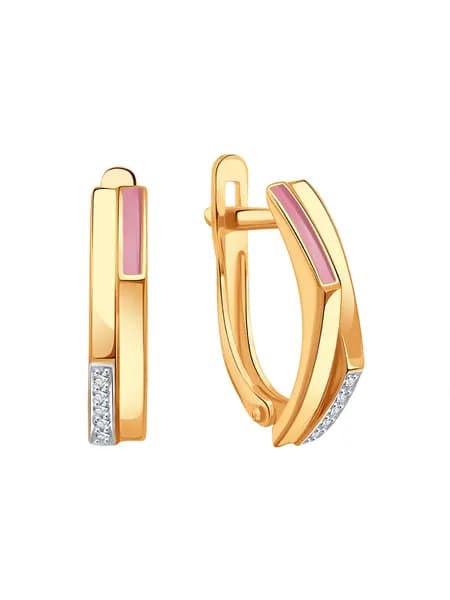 Серьги женские серебряные 925 пробы с эмалью и фианитами, KARATOV