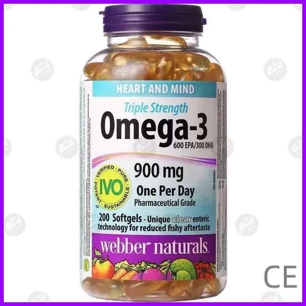 Webber Naturals 3 - кратная концентрация Omega3 Капсулы глубоководного рыбьего жира 200