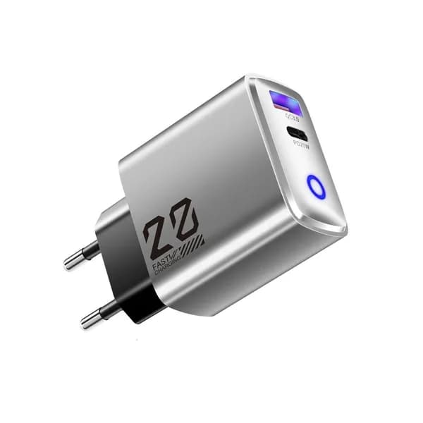 Быстрое зарядное устройство 20W Type C, Серебристо-серый