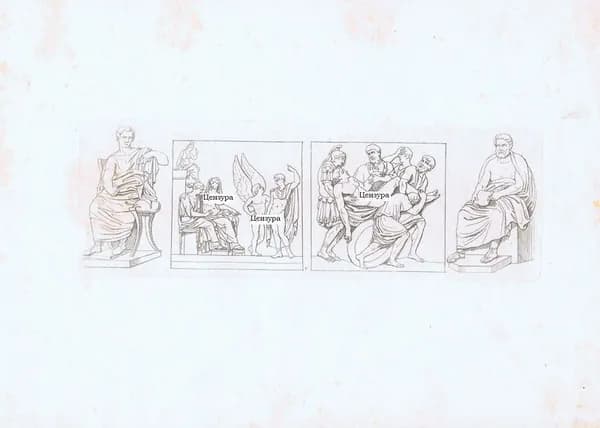 Античное искусство. Джованни Ферреро. Антикварная гравюра (офорт). Италия, 1828 г.