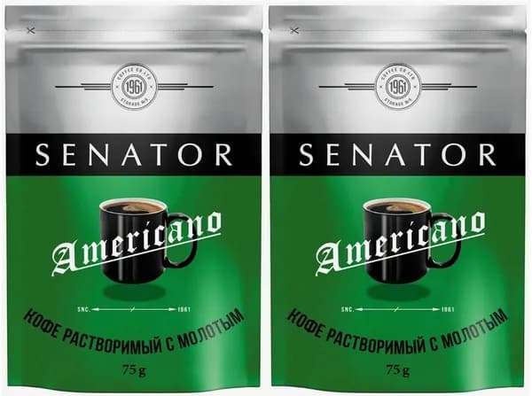 Кофе растворимый с добавлением молотого Senator Americano 75 гр - 2 штуки