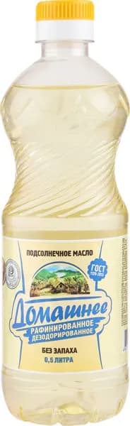 Масло подсолнечное ДОМАШНЕЕ раф. дезодор. высшего сорта (Россия) 500мл