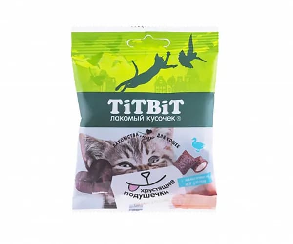 Лакомство для кошек TitBit хрустящие подушечки с паштетом из утки 30г 3908