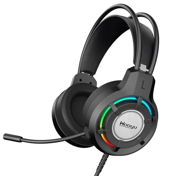 Игровые проводные наушники с микрофоном 7.1 для ПК, LED-подсветка, мягкие амбушюры
