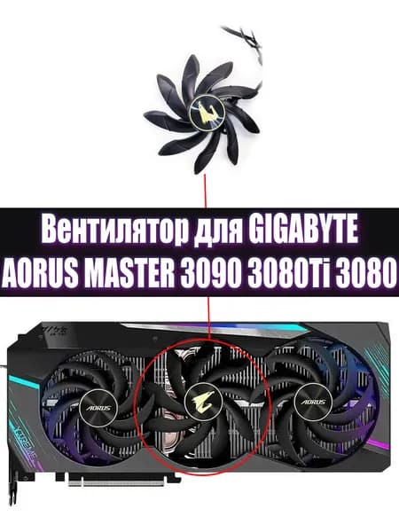 Вентилятор СРЕДНИЙ кулер для видеокарт Gigabyte AORUS GeForce RTX 3090 3080Ti 3080 MASTER