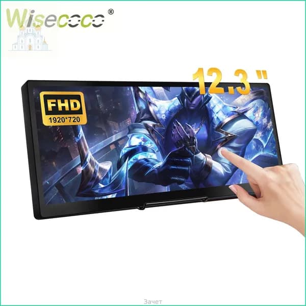 Пиксельный экран 12.3"сенсорный монитор IPS 1920x720 растягивается бар ЖК-мини вторичный экран портативный дисплей HDMI для ноутбука ПК температура Aida64 GPU CPU RAM мониторинг, черный матовый